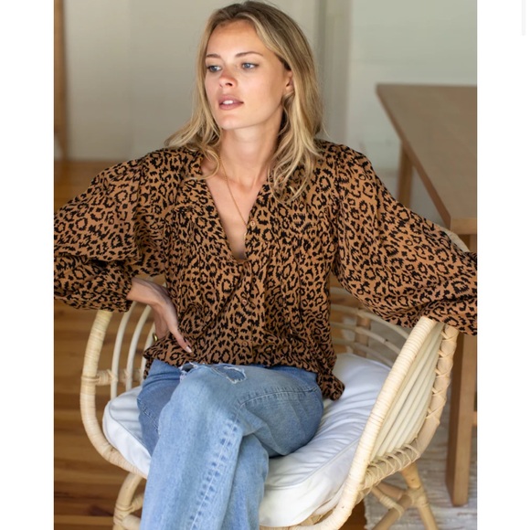 Emerson Fry Tops - Emerson Fry Leopard Print Blouse | Button Front | Boho Chic Top | Size Small